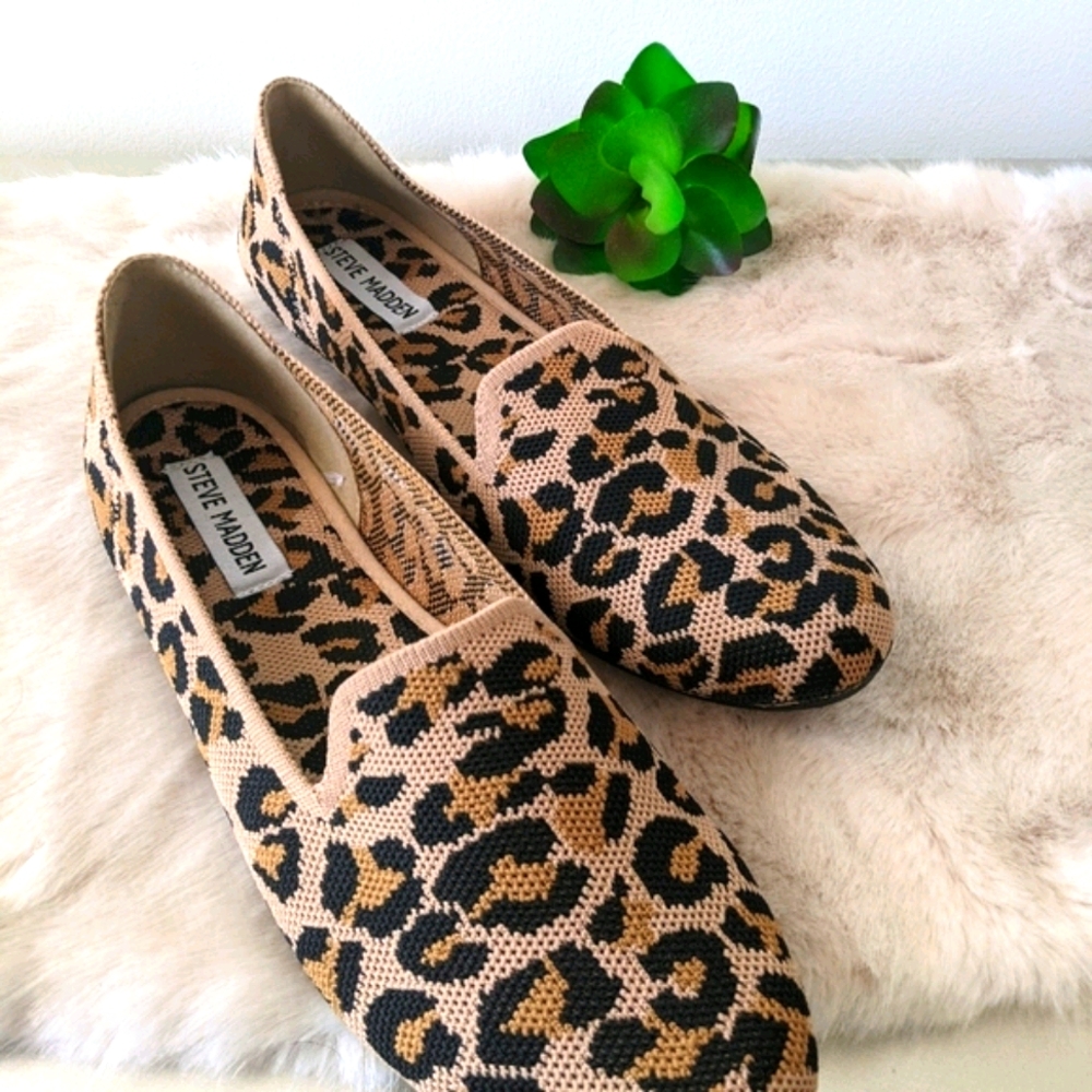 🔥S:9.5 -Leopard Print Knit Loafer Flats 🔥